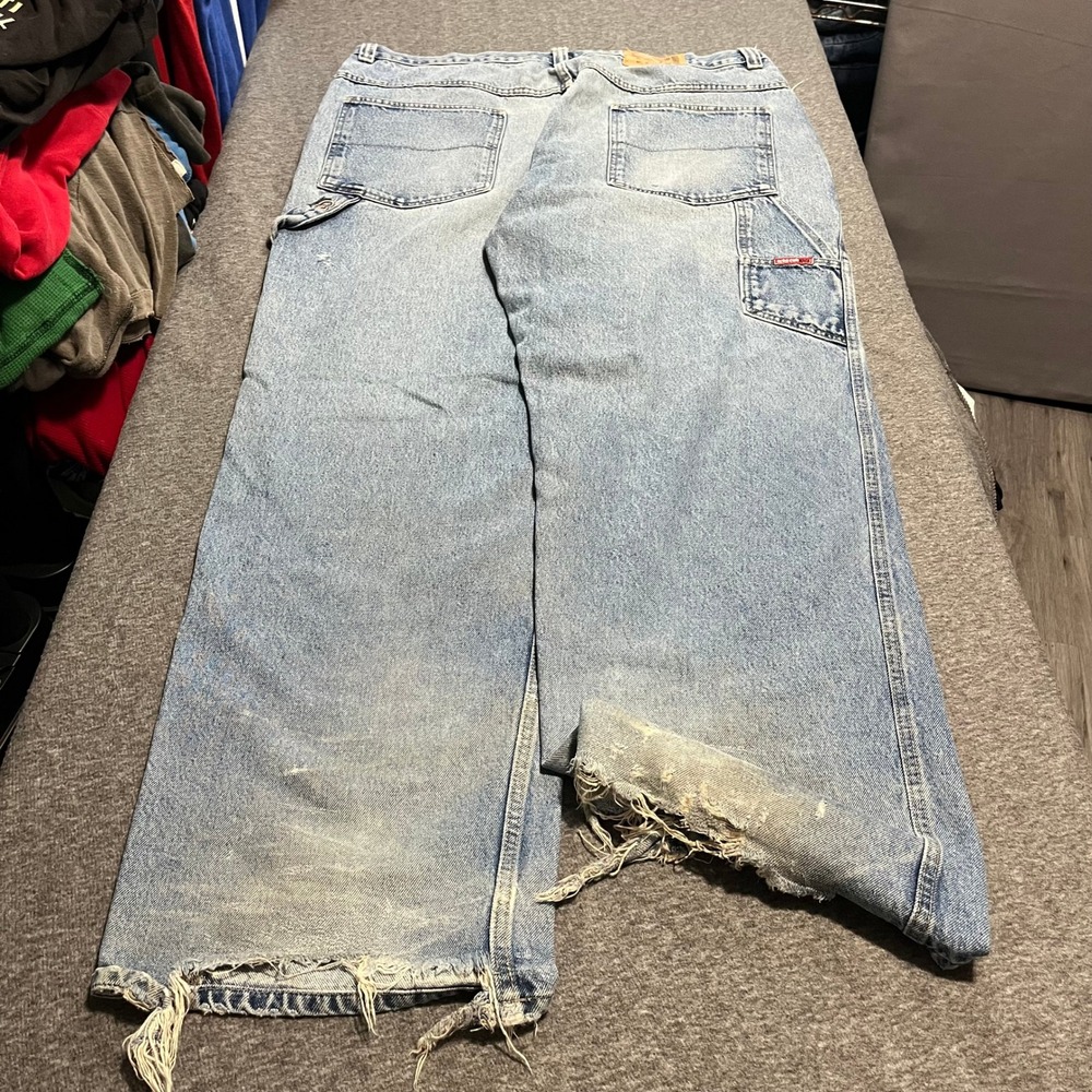 Ecko Unltd Mens Classic Carpenter Jeans Light Wash Baggy Y2K Distressed 42x36